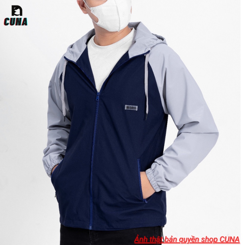 Áo Khoác Gió CUNA Áo Khoác Dù Nam Nữ Chống Nước 2 Lớp Phối Raglan Áo Gió Có Mũ Form Rộng Dây Rút Unisex Mùa Thu Đông - H