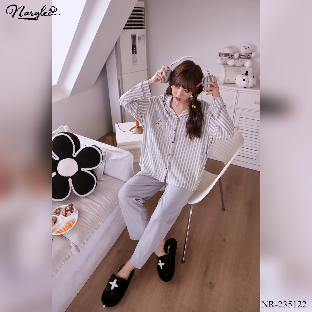 Bộ Pyjama Dài Tay Nữ Mặc Nhà Chất Liệu 100% COTTON Cao Cấp Thương Hiệu NARYLEE mã NR-235122