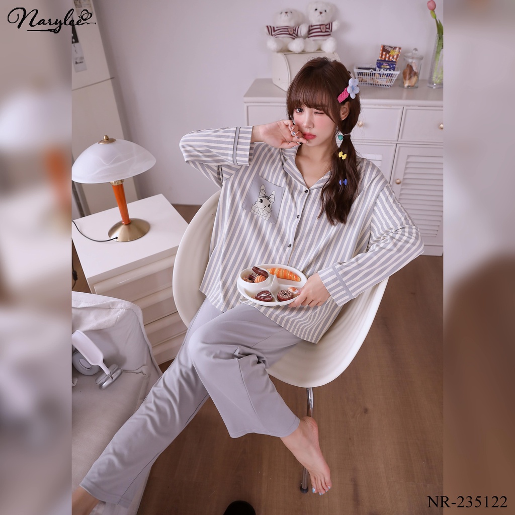 Bộ Pyjama Dài Tay Nữ Mặc Nhà Chất Liệu 100% COTTON Cao Cấp Thương Hiệu NARYLEE mã NR-235122