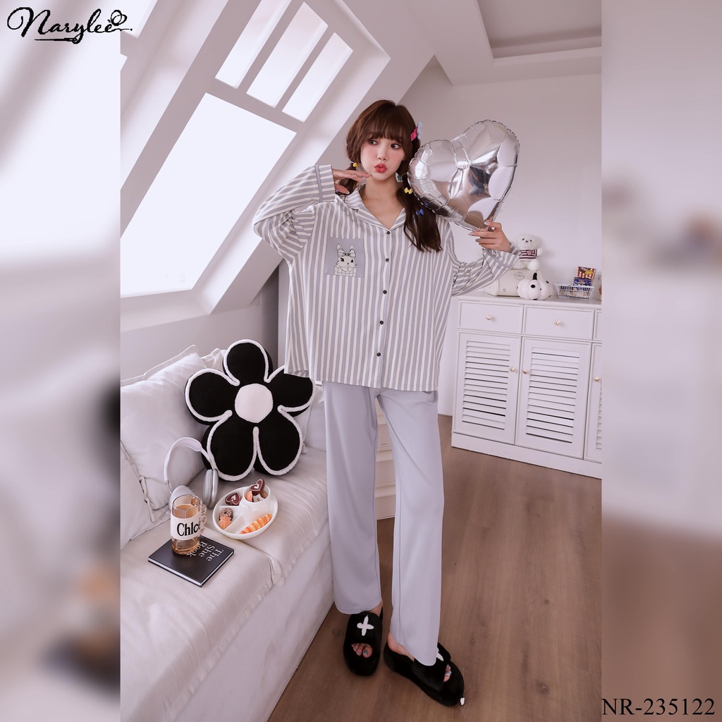 Bộ Pyjama Dài Tay Nữ Mặc Nhà Chất Liệu 100% COTTON Cao Cấp Thương Hiệu NARYLEE mã NR-235122