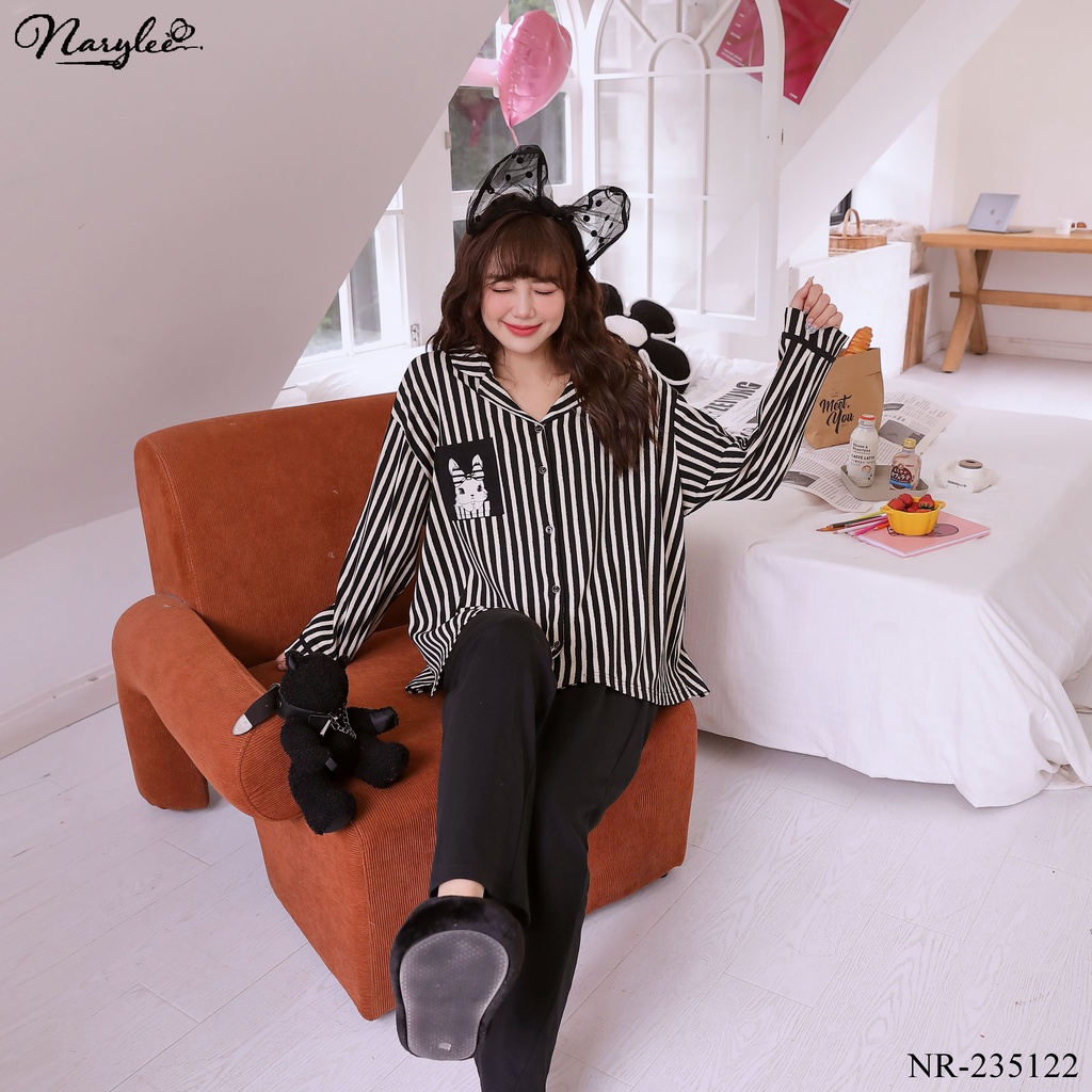Bộ Pyjama Dài Tay Nữ Mặc Nhà Chất Liệu 100% COTTON Cao Cấp Thương Hiệu NARYLEE mã NR-235122