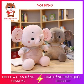 Gấu bông hình con voi - Voi bông vải nhung co giãn 4 chiều - Tặng kèm móc khóa gấu bông