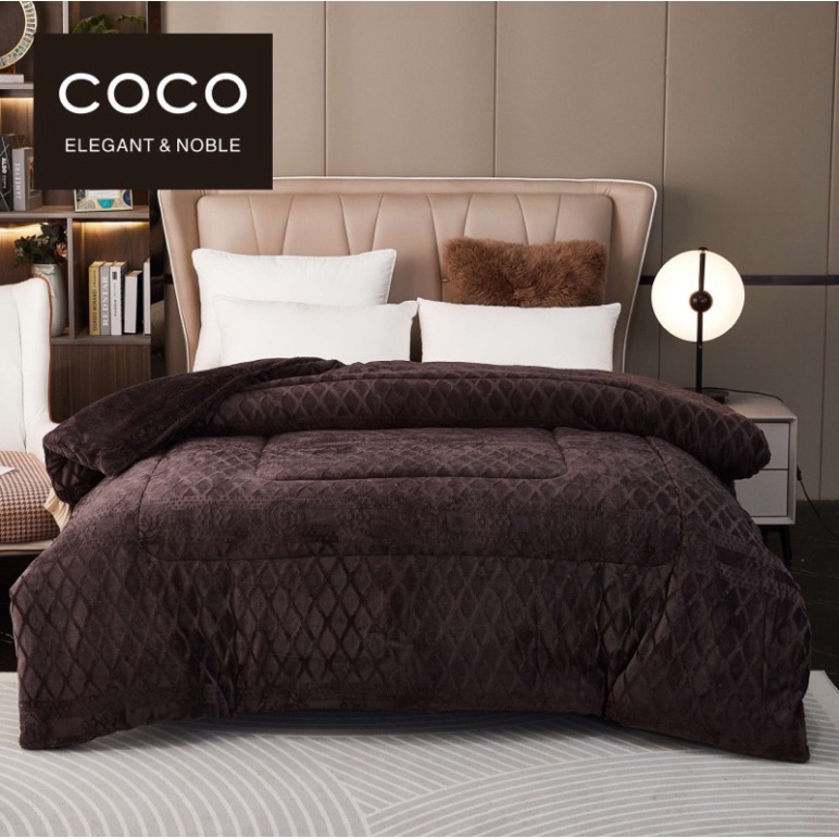 Chăn Nỉ Lông Cừu COCO Siêu Ấm [Chính Hãng] Mền COCO Dày Mịn, Kèm Túi Xách, Kích Thước 2mx2m3, Nặng 4kg - Hàng Xuất Nhật