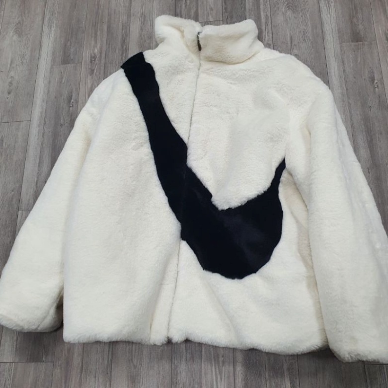 Áo khoác lông cổ cao họa tiết hình vảy phom rộng unisex/ Áo khoác mùa đông oversize 3 màu kiểu khóa kéo | BigBuy360 - bigbuy360.vn