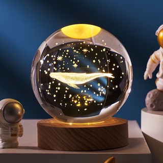 Đèn ngủ pha lê hình quả cầu pha lê galaxy vũ trụ 3d làm quà tặng giáng sinh