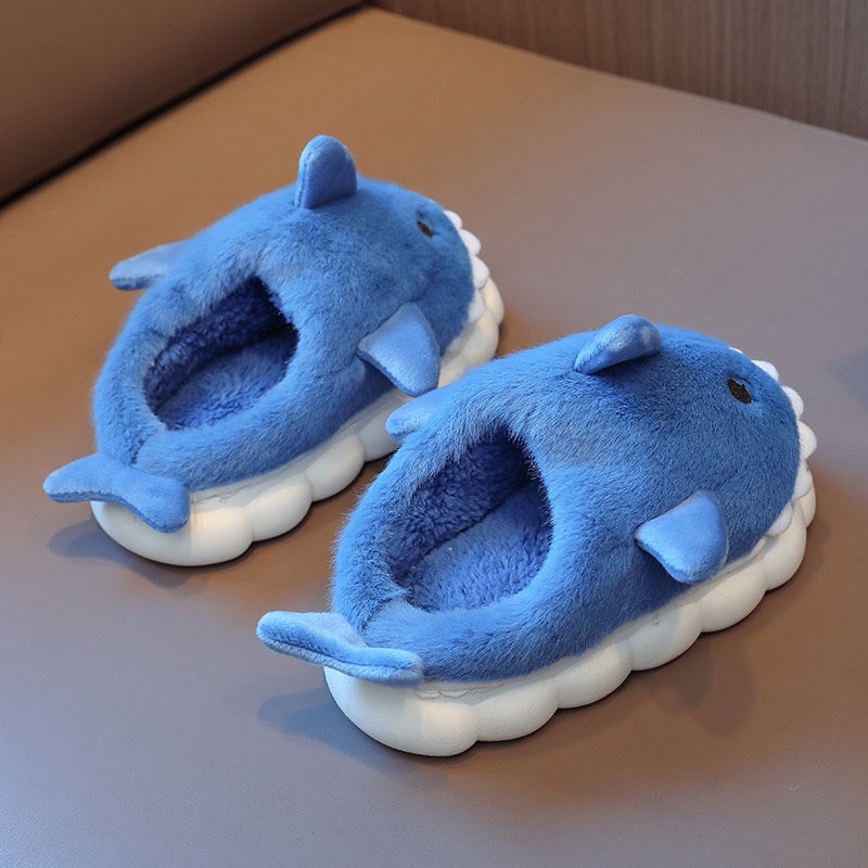 Dép Bông Đi Trong Nhà Hình Cá Mập Giữ Ấm Cho Bé Trai