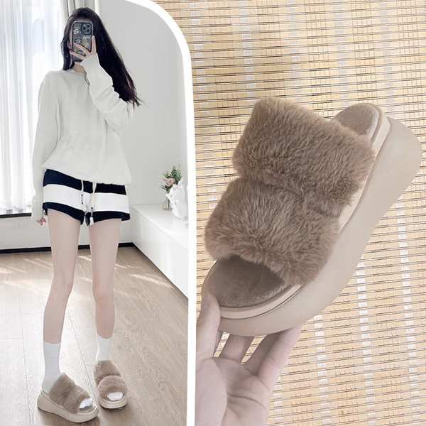 Dép cotton Đế Dày Phối Lông Nhung Phong Cách Thời Trang Mới 2023 Dành Cho Nữ