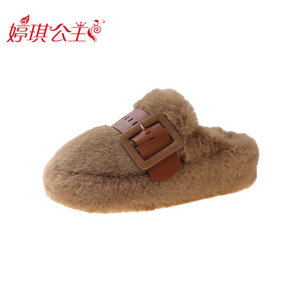 Dép Bít Mũi Đế Dày Phối Lông Thời Trang Mùa Đông 2023 Mới Cho Nữ
