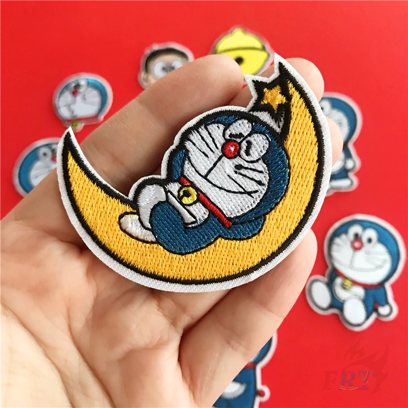 Sticker ủi nhiệt thêu logo hình Doraemon đáng yêu dễ thương độc đáo - Patch ủi quần áo balo H151