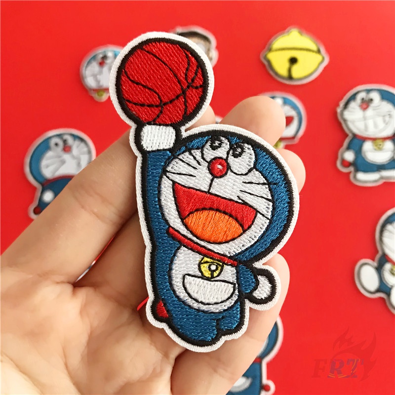 Sticker ủi nhiệt thêu logo hình Doraemon đáng yêu dễ thương độc đáo - Patch ủi quần áo balo H151