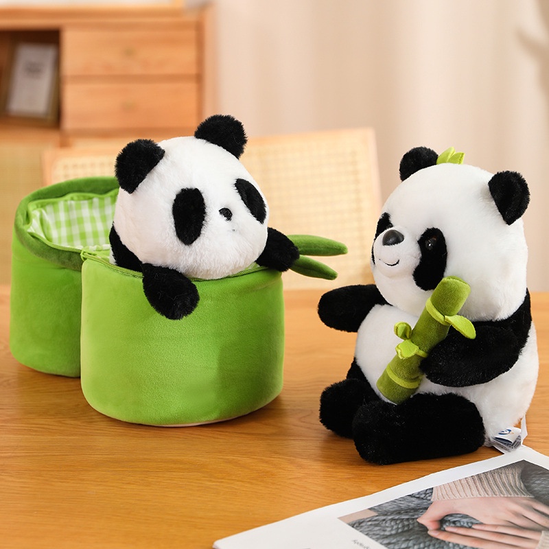 Gấu Bông Gấu Trúc Panda Trong Ống Tre 2 in 1 Cao Cấp - Tặng kèm móc khóa gấu bông