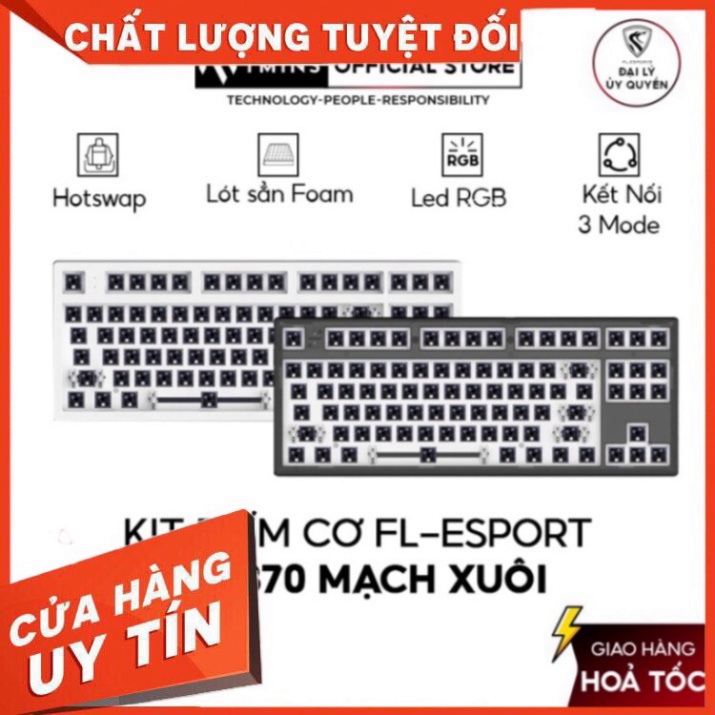 Bộ KIT Bàn phím cơ custom FL Esport MK870 mạch xuôi 3 Mode Hotswap RGB - Hàng chính hãng - Bảo hành 12 tháng