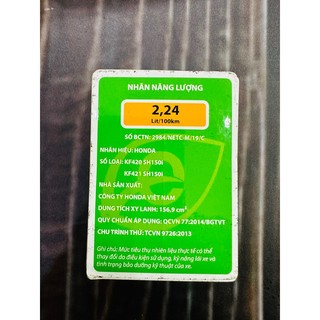 Tem thông số sh 150i hàng zin