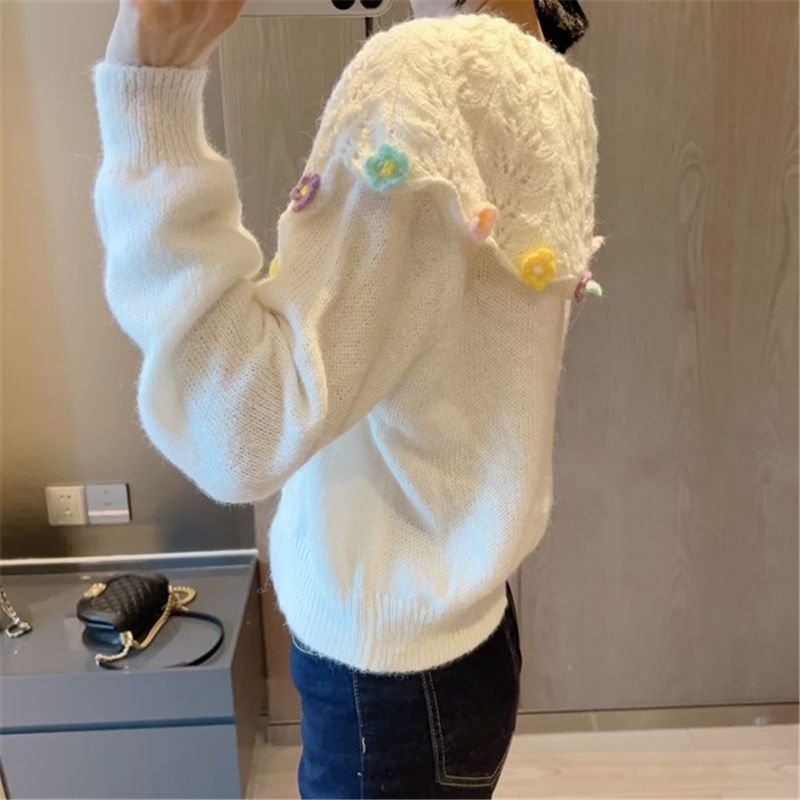 Áo Khoác cardigan Dệt Kim Ngắn Cổ Búp Bê Phong Cách Mới Mùa Thu 2023