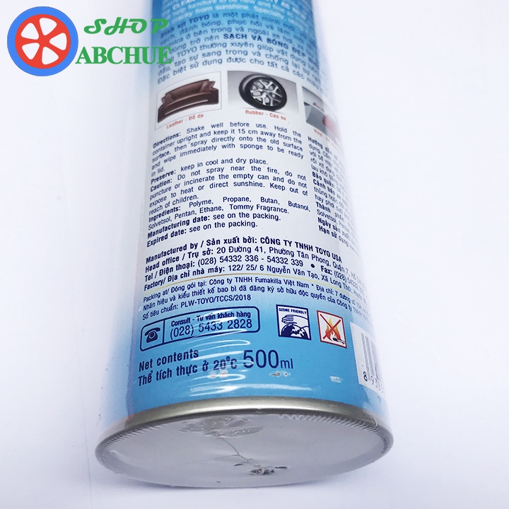 Chai Xịt Toyo Làm Sạch, Bóng, Mới Đồ Da, Gỗ, Nhựa 500ml