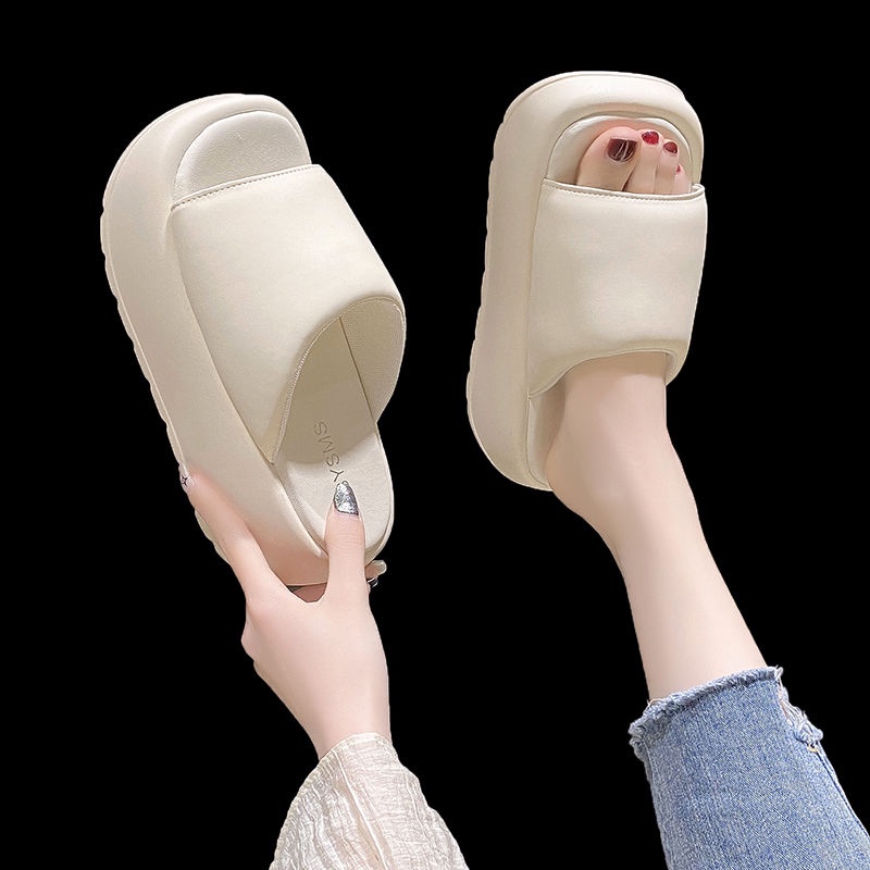 Dép Sandal Mùa Hè Tăng Chiều Cao Hở Ngón Một Bên Dày Dặn Cho Nữ