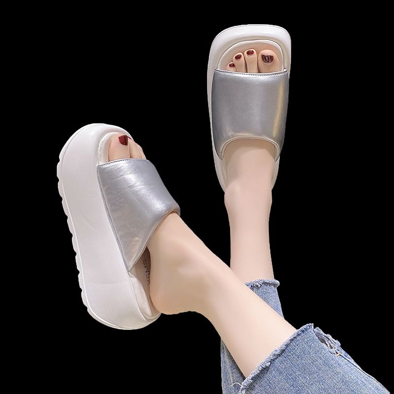 Dép Sandal Mùa Hè Tăng Chiều Cao Hở Ngón Một Bên Dày Dặn Cho Nữ