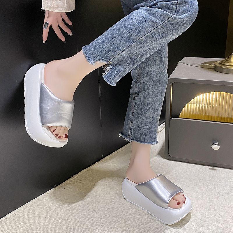 Dép Sandal Mùa Hè Tăng Chiều Cao Hở Ngón Một Bên Dày Dặn Cho Nữ