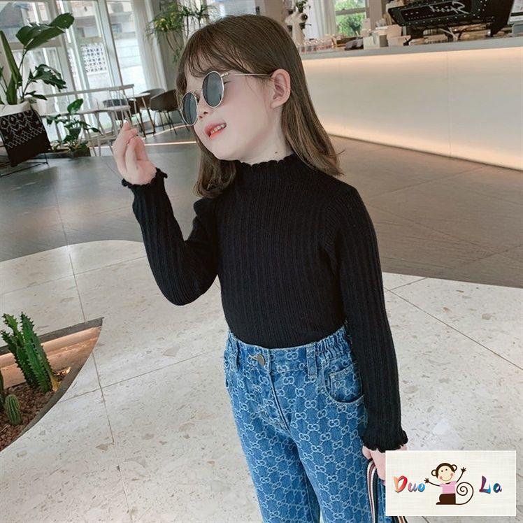 Doula Áo Dệt Kim Tay Dài Thời Trang Mùa Thu Phong Cách Hàn Quốc Cho Bé Gái