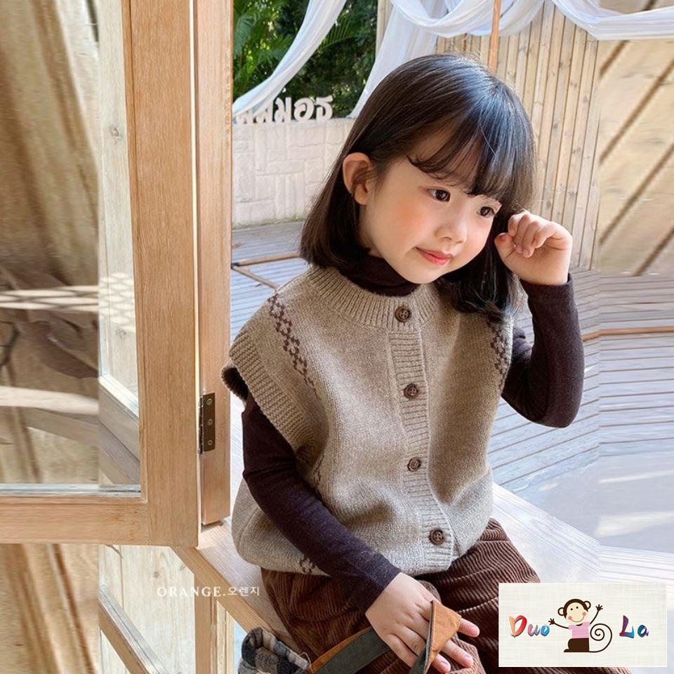 Áo Khoác cardigan Len Dệt Kim Không Tay Phong Cách Hàn Quốc Thời Trang Thu Đông Dành Cho Trẻ Lưng