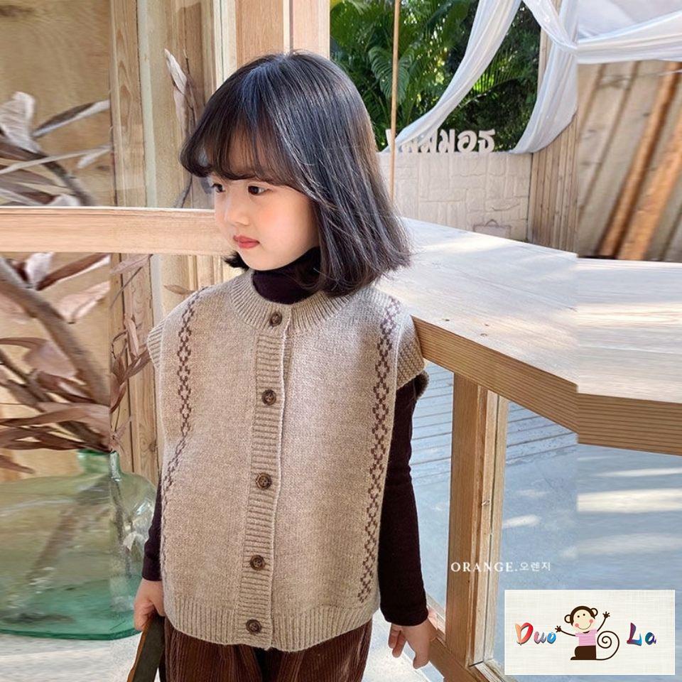 Áo Khoác cardigan Len Dệt Kim Không Tay Phong Cách Hàn Quốc Thời Trang Thu Đông Dành Cho Trẻ Lưng