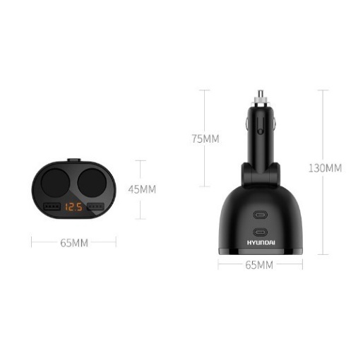 Bộ chia tẩu sạc ô tô, xe hơi HY-16 hiển thị điện áp, ổn định 3.6A, công suất 120W (Màu đen) | BigBuy360 - bigbuy360.vn