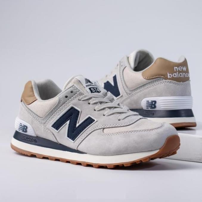 Giày sneaker New Balance 574 Navy, Giày thể thao NB 574 Xám Chữ Xanh Than Hàng Đẹp