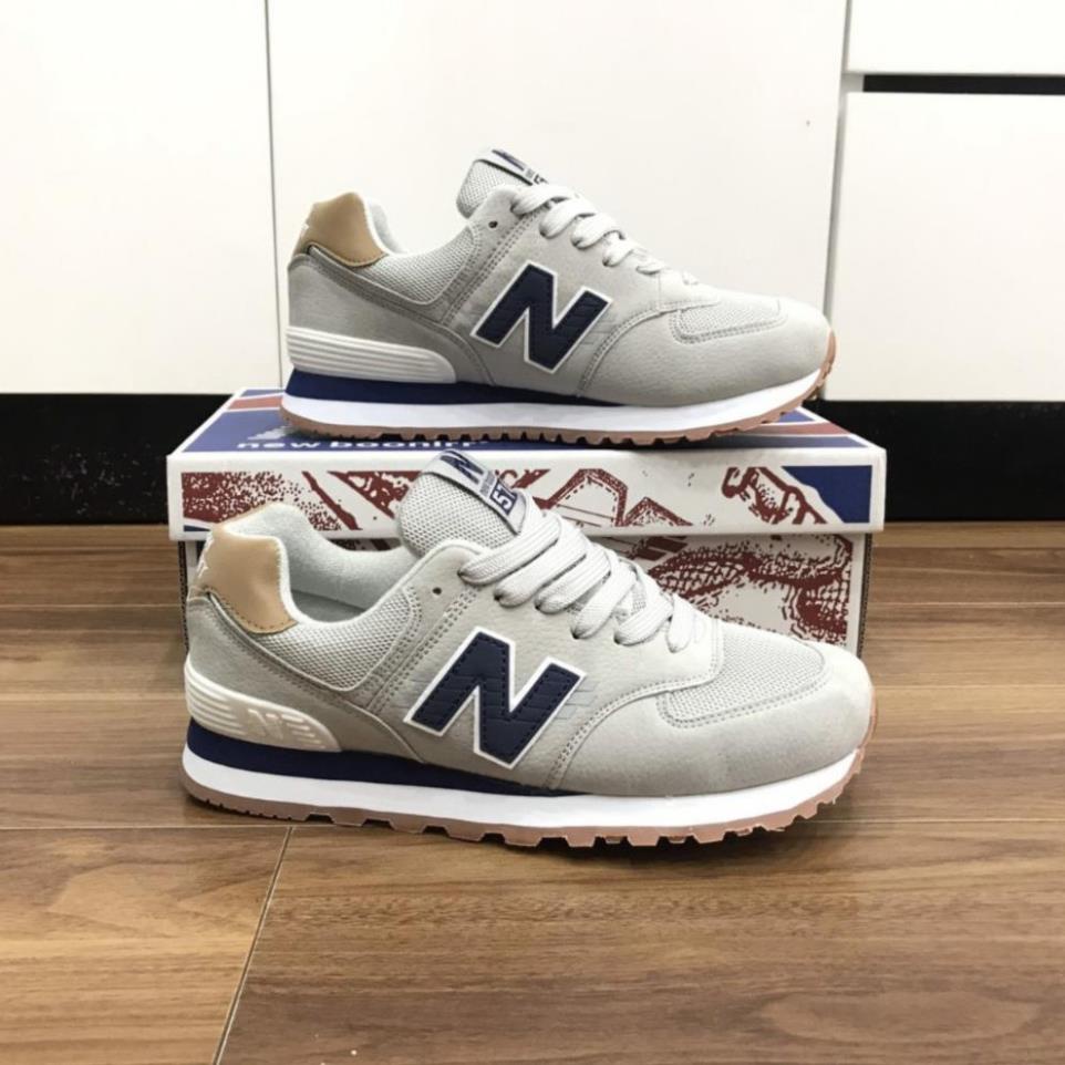 Giày sneaker New Balance 574 Navy, Giày thể thao NB 574 Xám Chữ Xanh Than Hàng Đẹp