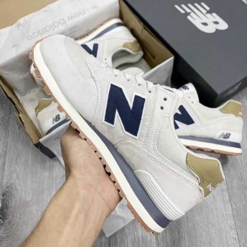 Giày sneaker New Balance 574 Navy, Giày thể thao NB 574 Xám Chữ Xanh Than Hàng Đẹp