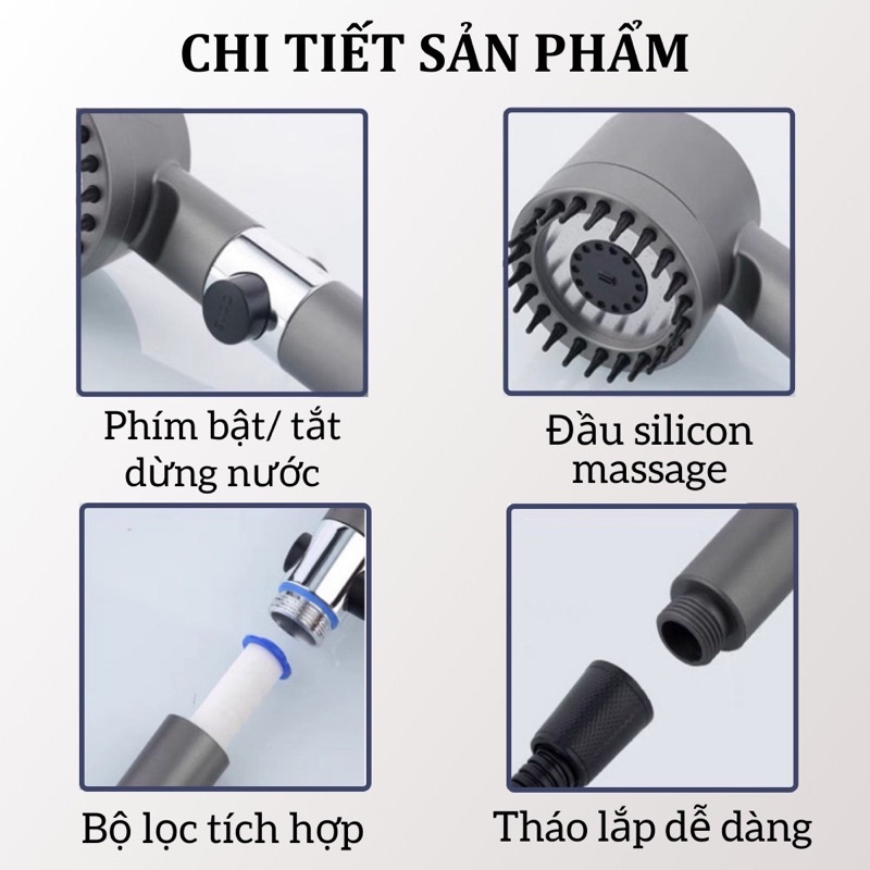 Vòi Hoa Sen Tăng Áp Mạnh Chế Độ Nước Có Lõi Lọc Vệ Sinh Dễ Dàng