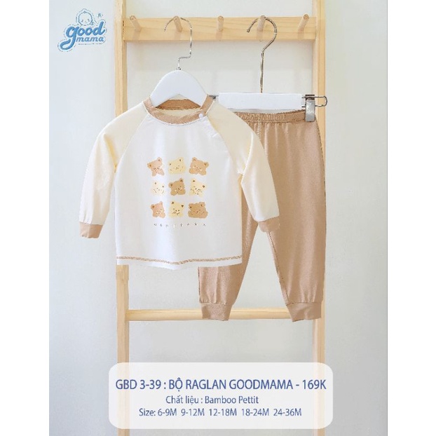 Bộ dài tay Goodmama bamboo petit cho bé 6m-4tuổi bé trai bé gái