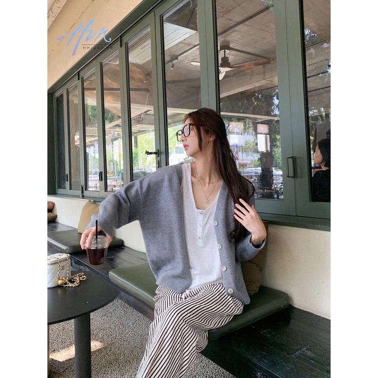 Áo Khoác cardigan Dáng Rộng Cổ Chữ v Dễ Phối Đồ Thời Trang Mùa