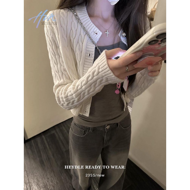 Áo Khoác cardigan Dệt Kim Dáng Ngắn Màu Sắc Ngọt Ngào Thời Trang Mùa Thu Cho Nữ