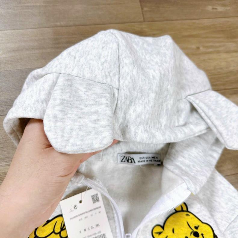 Bộ nỉ xám in hình gấu pool cho bé