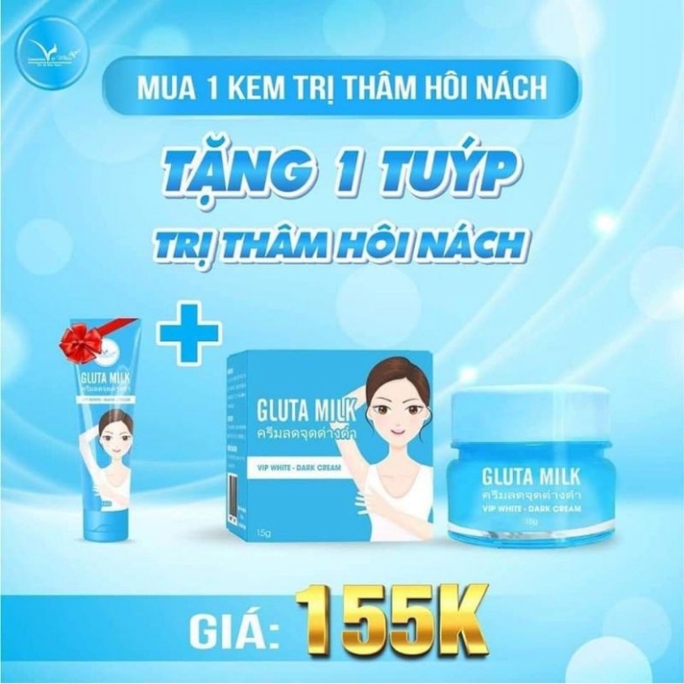 Kem Giảm Thâm Nách GLUTA MILK tặng kèm kèm tuýp 10ml)