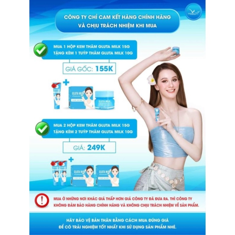 Kem Giảm Thâm Nách GLUTA MILK tặng kèm kèm tuýp 10ml)