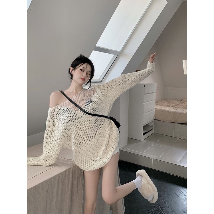 Mới Áo Len Tay Dài Dáng Rộng Thời Trang Quyến Rũ Cho Nữ