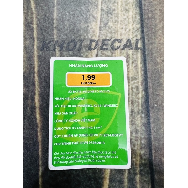 Tem thông số Winner X