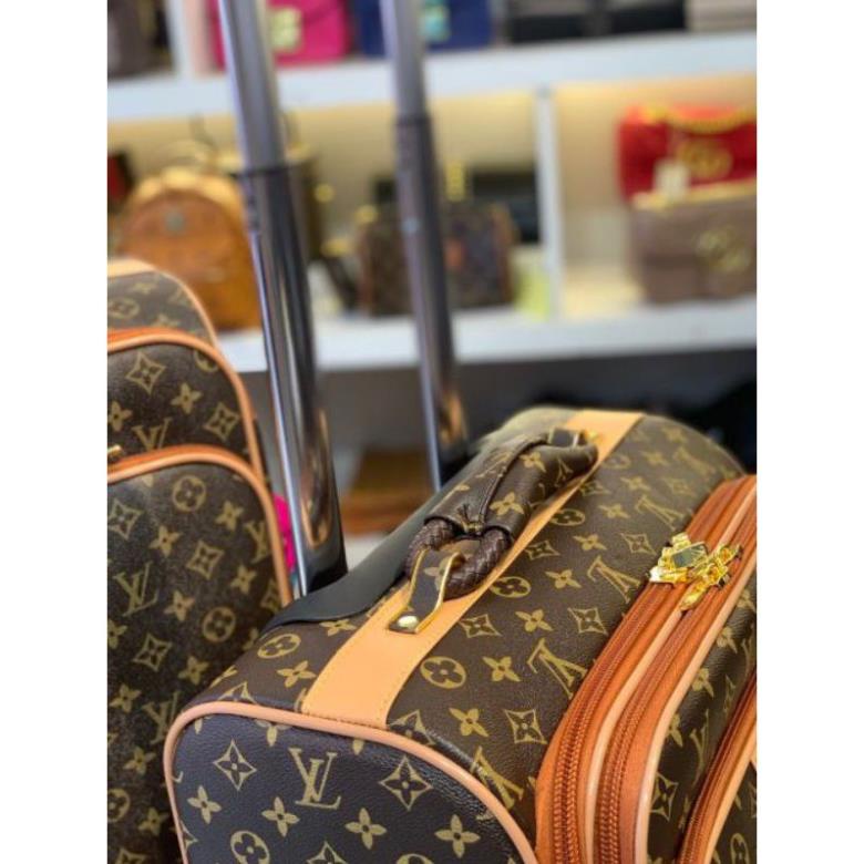 Sale   VALI KÉO LV HOA NÂU VÀ KẺ Ô SANG CHẢNH, VALI DA CAO CẤP ,vali LYDIA