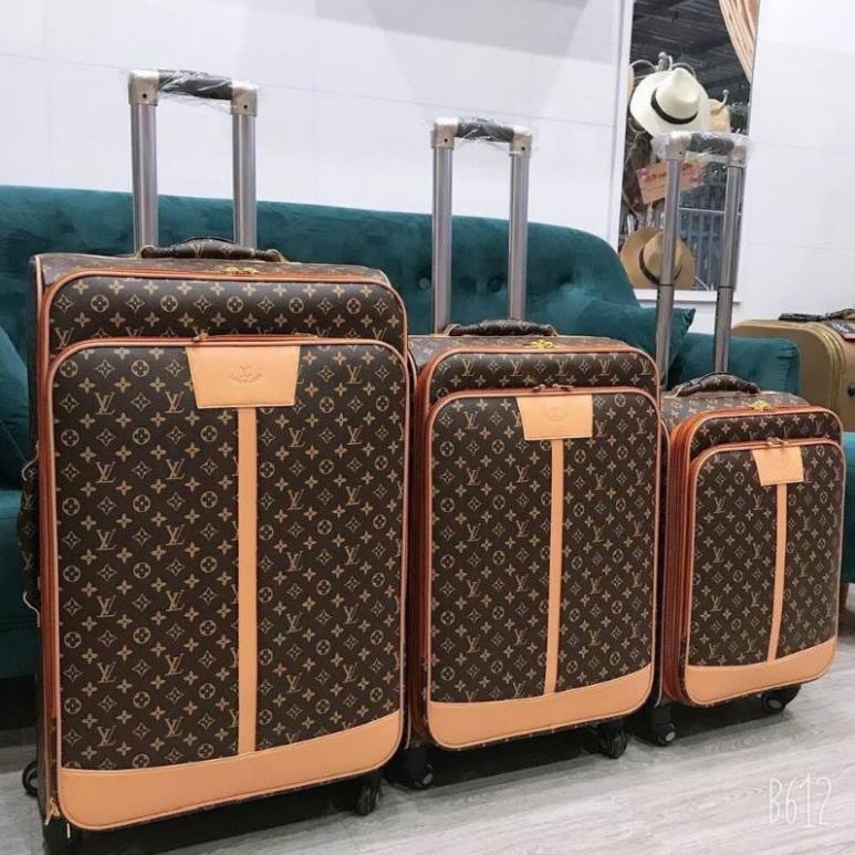 Sale   VALI KÉO LV HOA NÂU VÀ KẺ Ô SANG CHẢNH, VALI DA CAO CẤP ,vali LYDIA