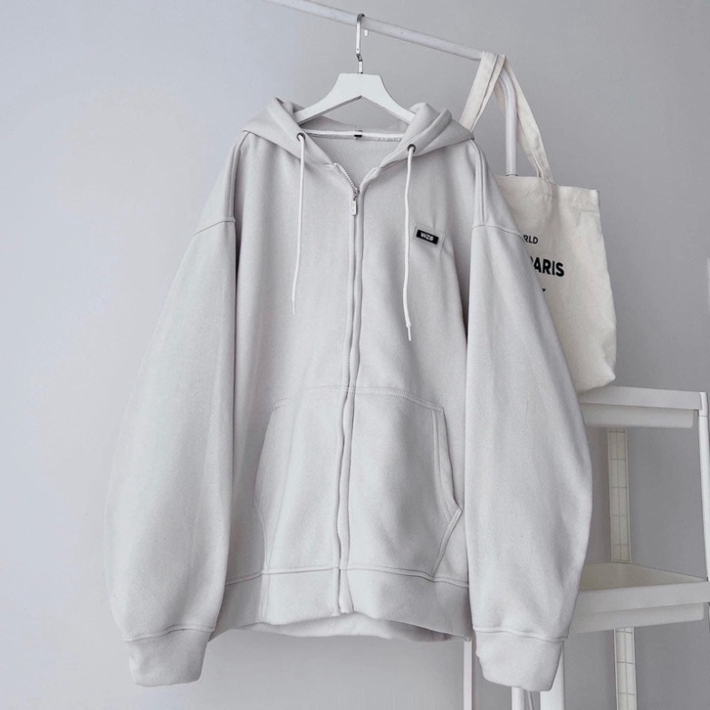 Áo Khoác Zip Kéo Unisex Màu Xám Tag Nhựa WZS -pqk boutique