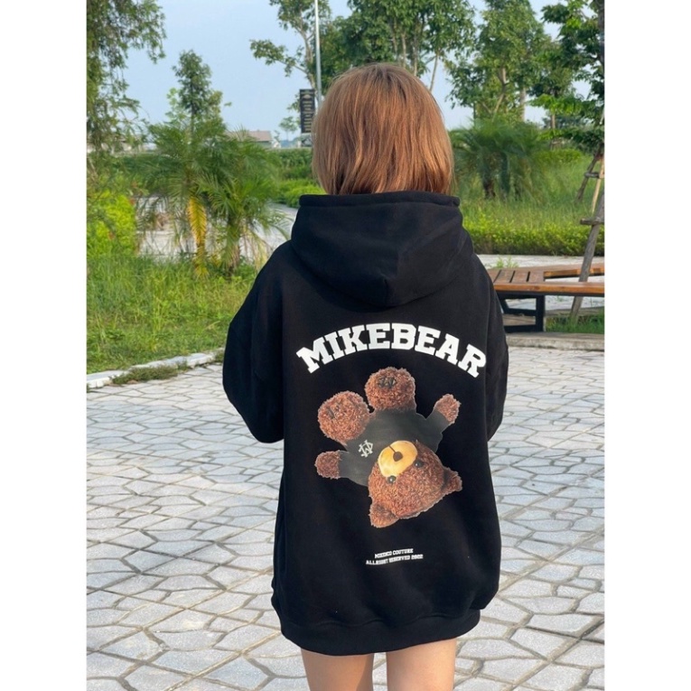 Áo hoodie nam nữ nỉ bông MIKEBEAR in hình gấu form rộng unisex mũ rộng , Áo khoác nỉ có mũ ulzzang phong cách Hàn Quốc