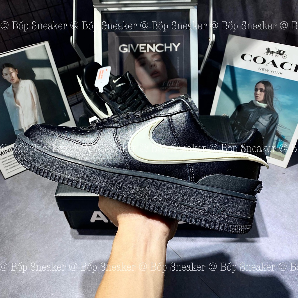 Giày AF1 Low SP AMBUSH ‘Black’ DV3464-001, Giày AF1 Low Ambush Black Đen V2 Da Thật Lai Au