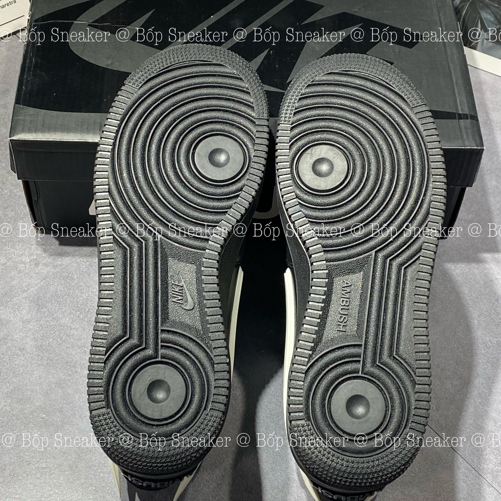 Giày AF1 Low SP AMBUSH ‘Black’ DV3464-001, Giày AF1 Low Ambush Black Đen V2 Da Thật Lai Au