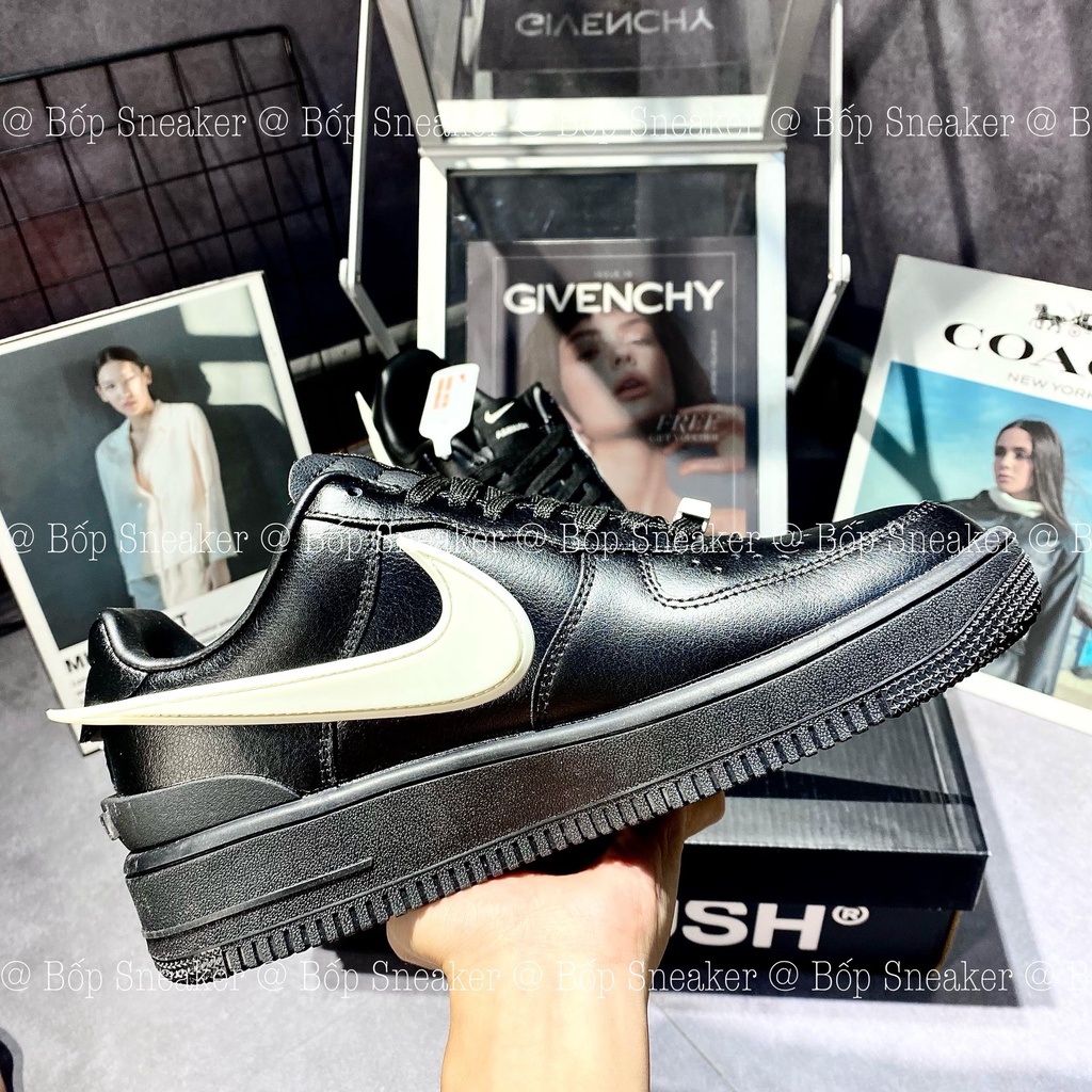 Giày AF1 Low SP AMBUSH ‘Black’ DV3464-001, Giày AF1 Low Ambush Black Đen V2 Da Thật Lai Au