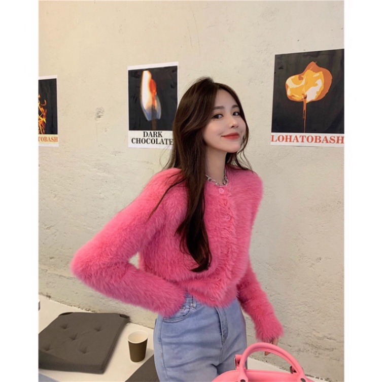 Áo len crotop, cadigan lông thỏ , áo khoác len cardigan