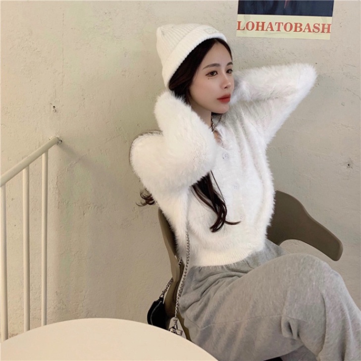 Áo len crotop, cadigan lông thỏ , áo khoác len cardigan