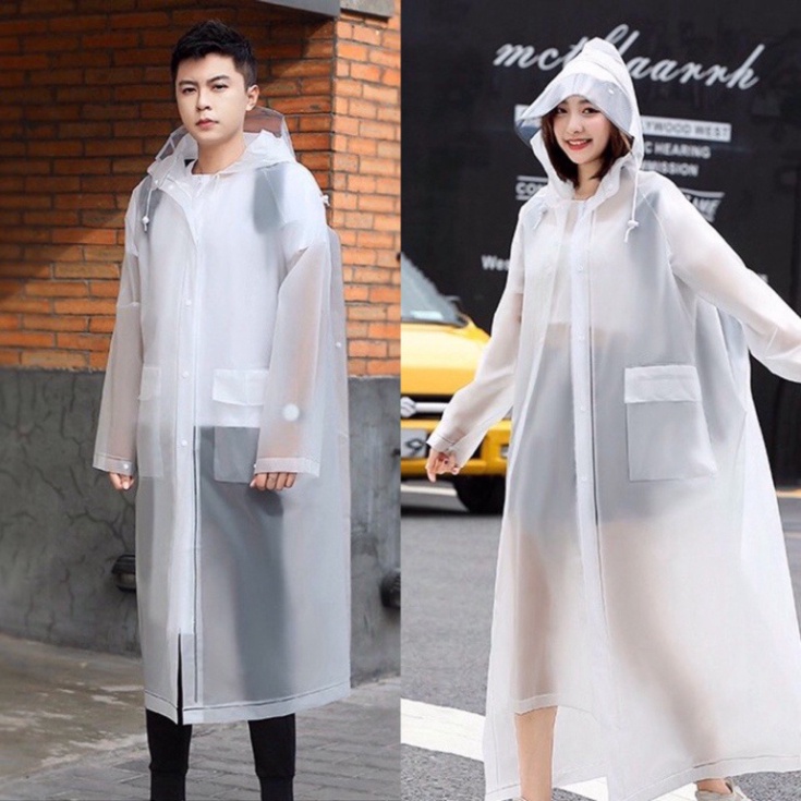Áo Mưa 1 Người PTLUXURY Trong Suốt Dáng Dài Vành Rộng Có Khóa Kéo Tiện Lợi
