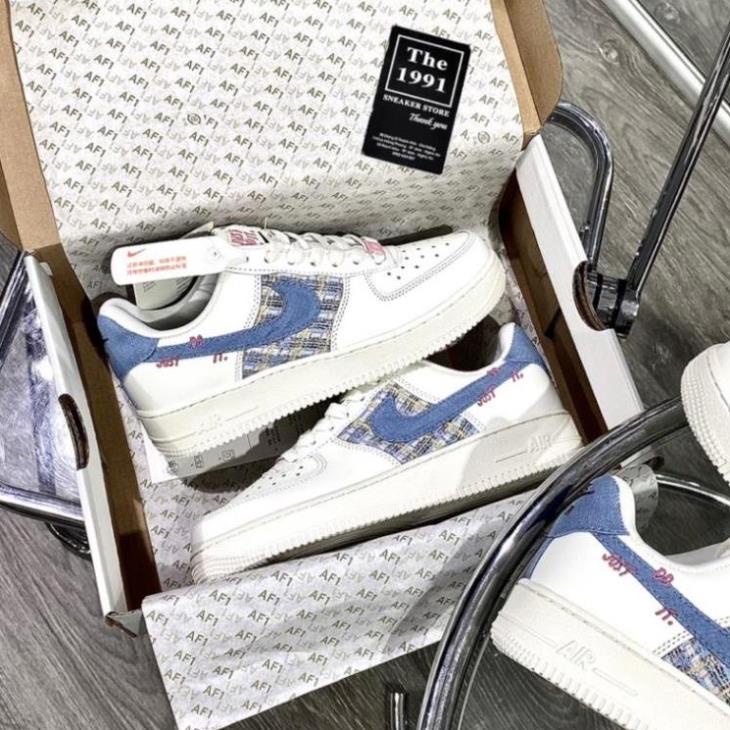 Giày Air Force 1 Low Just Do it AF1 Just Do it trắng xanh Hàng High Quality Mới Nhất 2023