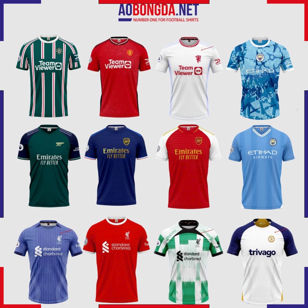 Áo Bóng Đá Aobongda.net Các Clb Mu Chelsea Arsenal Mancity Liverpool 23-24 Chât Liệu Vải Thun Co Giãn Mềm Mại